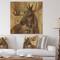 Designart - Into the Wild Gold Moose - Farmhouse Print on Natural Pine Wood